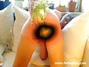 Insatiable milf masturbating with giant vegetables