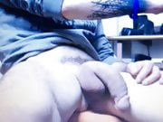 Latino jerking his huge thick cut cock