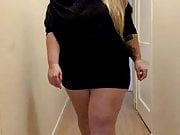 Sexy , curvy BBW hot wife in a lil black dress