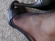 Black heels feet crossdresser