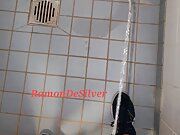 Master Ramon pisses horny in the shower.  very hot