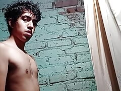 Teen with big dick nude in the bathroom