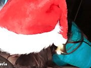 Deep Christmas Blowjob with Bells from Juicy Brunette