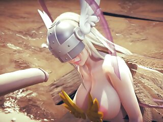 Angewomon Deepthroat Blowjob : Digimon Hentai Parody