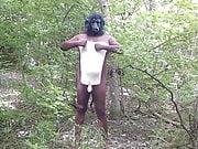 Masturbation Outdoors in an Embarrassing  Monkey Costume