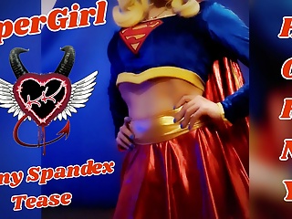 Supergirl In Shiny Spandex Teases And Plays With Herself