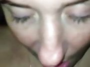 Girlfriend strokes me and I cum on her tongue