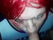 Pretty redhead sissy gets facial
