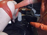Red latex Fist for the Anal Slave