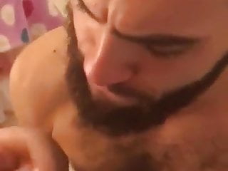 Hot hairy stud takes a cum...