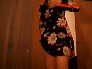 Crossdresser In Cute Flower Dress Having Some Webcam Fun