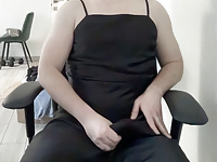 Crossdresser in the black maxi satin silk dress showing big cock and thinking about assed sex and blowjobs in office lakshmi trans | Tranny Update