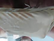 cumshot with his girlfriend's panties