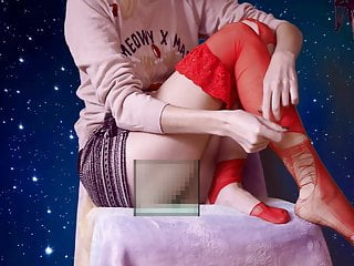 Asmr Girl Ripping Red Stocking - Space Modern Style