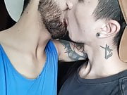 Tongue kissing brazilian couple