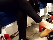 Shoe shopping mature, sexy feet, long toes