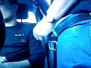 Blowing up a huge cock in his car