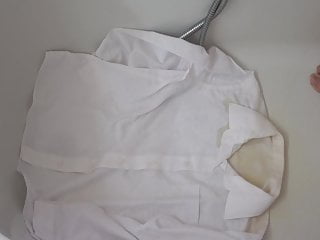 Pissing on white ms school blouse...