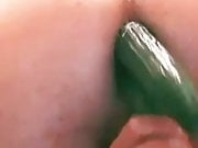 Sissy anal gaping double cucumber 