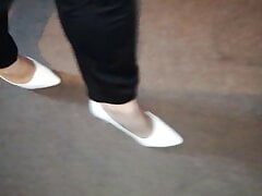 Secretly wearing my wife's heels she had on last night