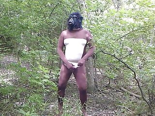 Masturbation Outdoors in an Embarrassing  Monkey Costume
