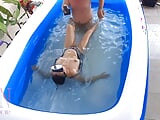 Breath holding underwater. Domination rough sex. Nudist Regina Noir swimming, sucks and fucks in the swimming pool. C1