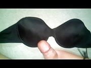 cum on black bra (strapless)