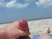 cumming on the beach