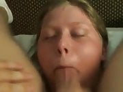 Facefucking girlfriend with gagging, doggy style fuck facial