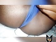 Horny black ebony wet her blue panties with her pussy juice 