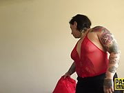 Tattooed big submissive gets rough fuck