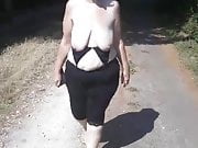 Topless walking