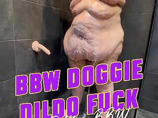 BBW doggie dildo masturbation with OohhLizzyBBW