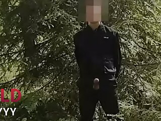 Security Guard masturbate in woods 