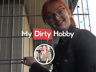 MyDirtyHobby - Beautiful redhead Iva_Sonnenschein gives a public blowjob