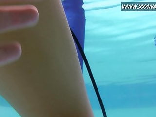 Dildo sucking underwater