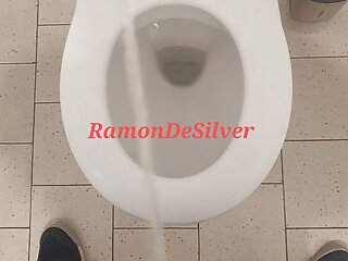 Master Ramon pisses department store toilet full, very wet and dirty and totally horny