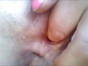 Finger in hairy pussy