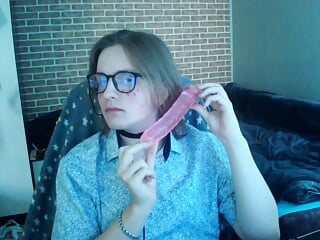 Unpacking my first dildo on webcam