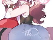 Pokemon Touko assjob over dick in pants