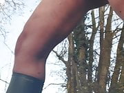 Wanking outside in panties and wellies... 