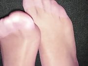 Pink nylonfeet relaxing 