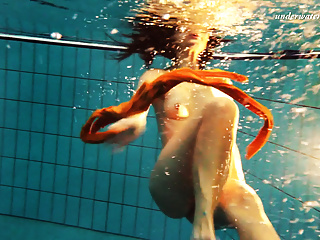 Sexy orange stockings of markova underwater...