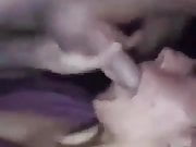 Deepthroat slut enjoying a big cock