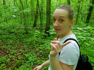 Shy Schoolgirl Helped Me Cum And Showed Her Naughty Talents! Risky Blowjob And Handjob In The Forest With Birds Singing!