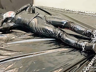 Fetish Full pvc bondage mummification play