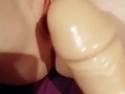 extra wide flesh dildo in my shaved pussy