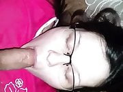Russian girl in glasses suck cock and facial