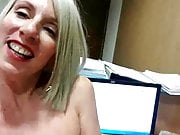 Naughty secretary floods the floor in the office with pee