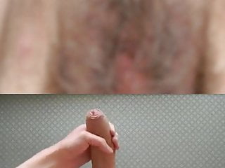 Cumshot on hairy hole